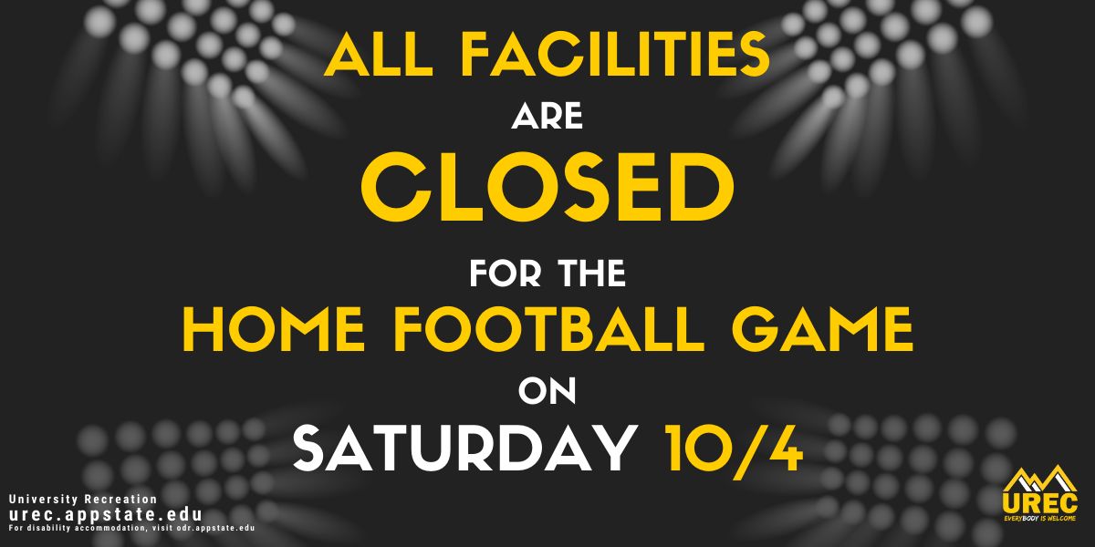 All Facilities Closed for Home Football Game